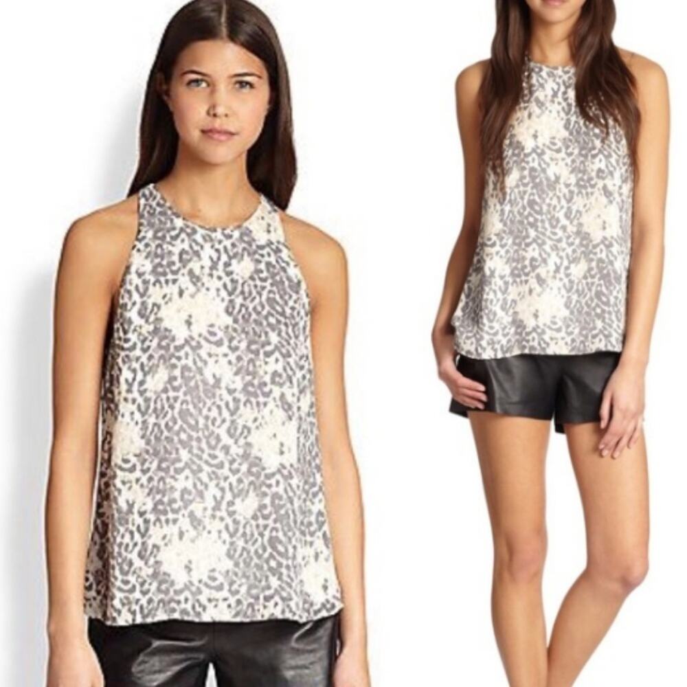 Joie Brighton Top Animal Print Silk Trendy Feminine Contemporary XS